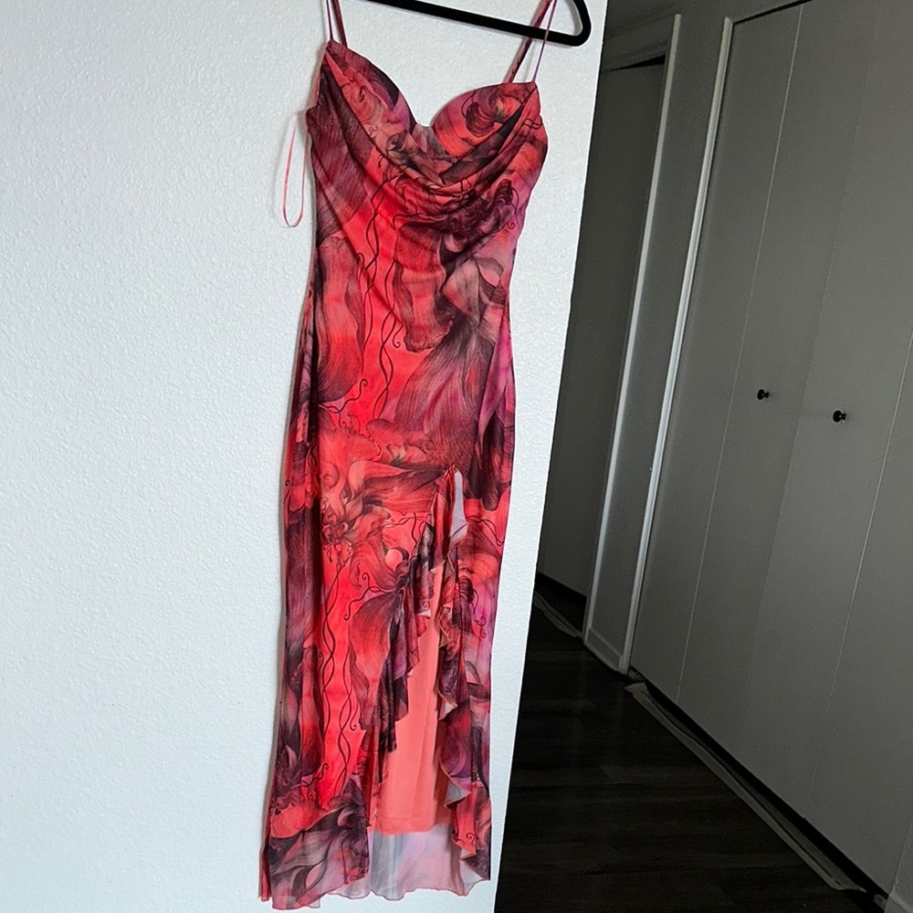 Chic Red and Black High Low Dress